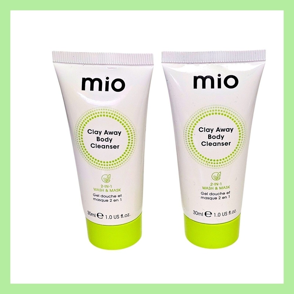 2 x Mio Skincare Clay Away 2 in 1 Wash & Mask Body Cleanser 1 fl.oz. 30 ml.